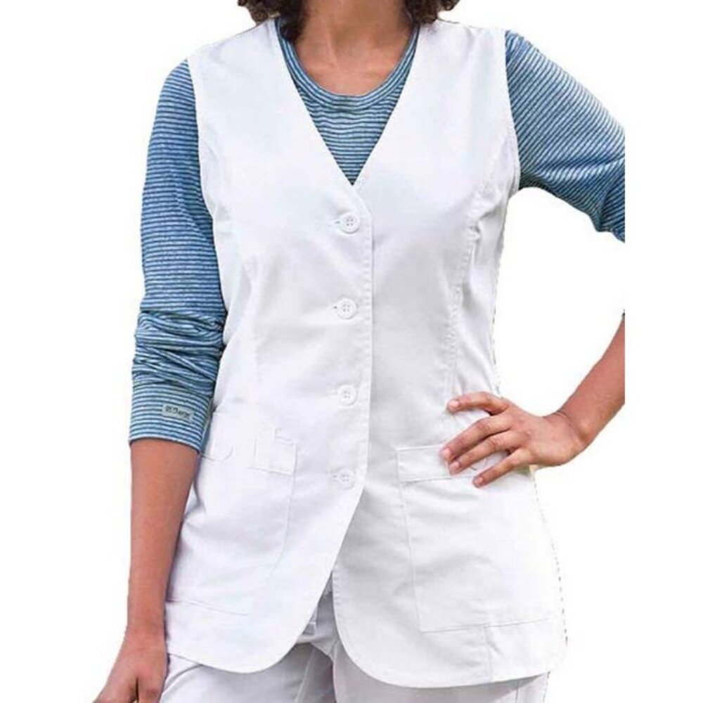Prima™ by Barco 7182 Women's 3-Pocket Button Front Scrub Vest White